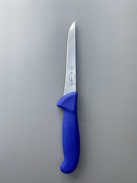 F.DICK BUTCHERS ERGOGRIP 6" STRAIGHT STIFF BONING KNIFE BLUE 15CM HUNTER POULTRY
