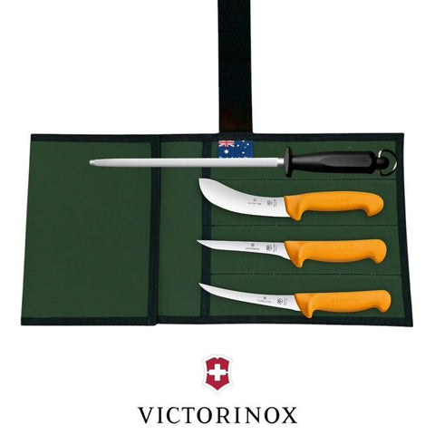 Swibo Victorinox 4PCS Butchers Knife Set Boning Skinning Slicing 10" Steel