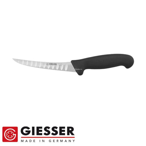 Giesser Butcher 6" Boning Knife 15cm Curved Narrow Stiff Blade Black 2515-15
