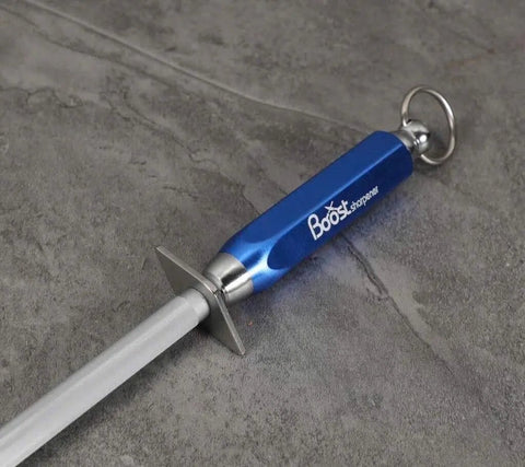 Butchers BOOST 12" Knife Sharpener Rod Microfine Knife Sharpening Steel Blue AllYourBlades