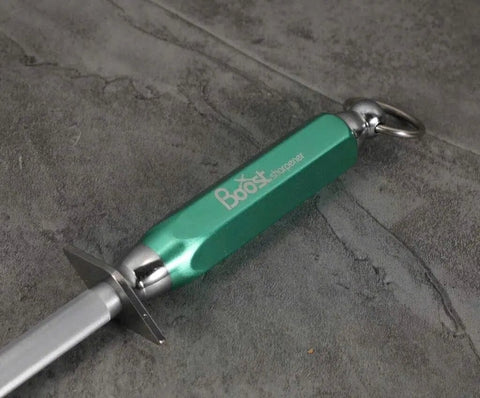 Butchers BOOST 12" Knife Sharpener Rod Microfine Knife Sharpening Steel Green AllYourBlades