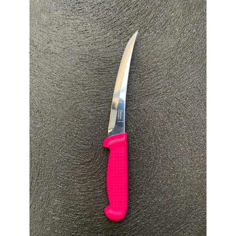 Diekensen 6' Curved Stiff Boning Knife Pink Ridged Grip Handle AllYourBlades