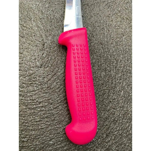 Diekensen 6' Curved Stiff Boning Knife Pink Ridged Grip Handle AllYourBlades