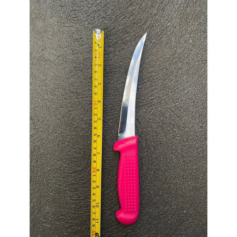 Diekensen 6' Curved Stiff Boning Knife Pink Ridged Grip Handle AllYourBlades