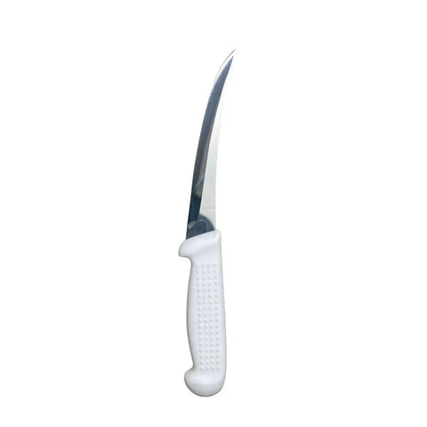 Diekensen 6' Curved Stiff Boning Knife White Ridged Grip Handle AllYourBlades