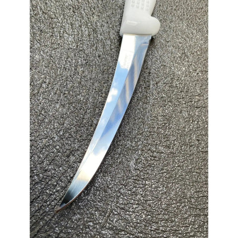 Diekensen 6' Curved Stiff Boning Knife White Ridged Grip Handle AllYourBlades