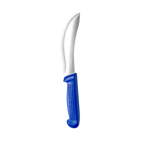Diekensen 6 Inch Curved Stiff Skinning Knife Blue Ridged Grip Handle B8926415HG