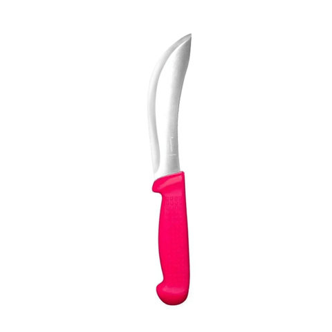 Diekensen 6 Inch Curved Stiff Skinning Knife Pink Ridged Grip Handle P89264-15HG