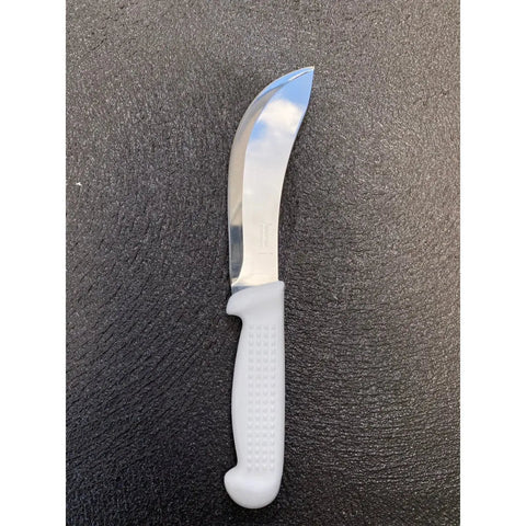Diekensen 6' Curved Stiff Skinning Knife White Ridged Grip Handle AllYourBlades