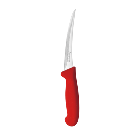 Diekensen Butchers 6" Boning Curve Knife Soft Grip Handle Narrow Blade 15cm Red