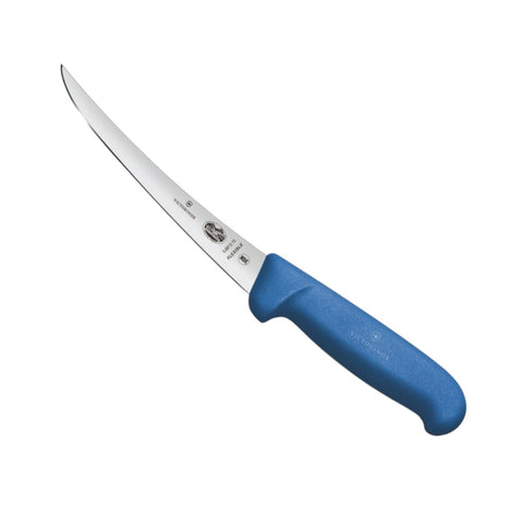 New VICTORINOX Fibrox Boning Knife 12cm Curved Flexible Narrow Blade Blue 5.6612.12