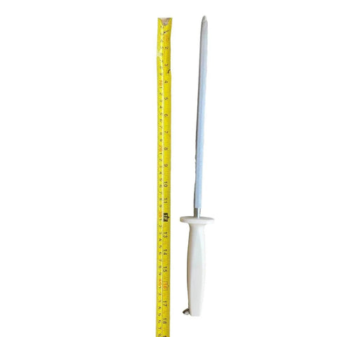 12 Inch Fine Cut Stainless Steel Knife Sharpening Rod - White Handle TOP-12W