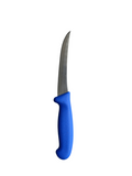 a knife with a blue handle on a black background