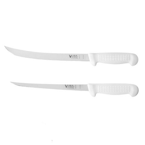 a pair of white knives sitting next to each other