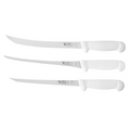 a set of three knives sitting next to each other