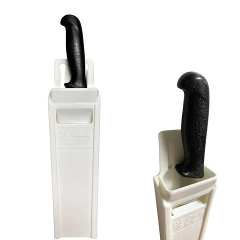 8" Butcher's Flat Single Knife Pouch Scabbard with Full Stainless Steel Chain White