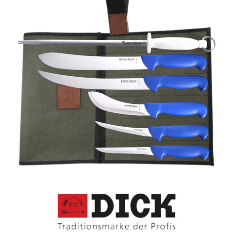 Zoro Forgas 6PCS All-Rounder Farm, Butcher & Hunter Knife Set with Canvas Wrap