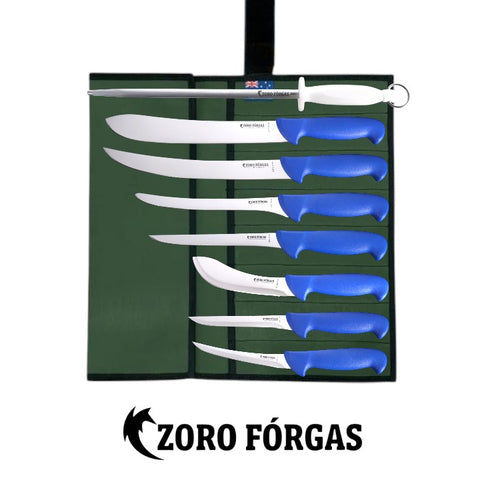 Zoro Forgas 8PCS Ultimate Sportsmans Knife Package Set with Canvas Wrap