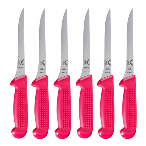 Butchers 6" Straight Flexible Taper Filleting Knife Set of 6