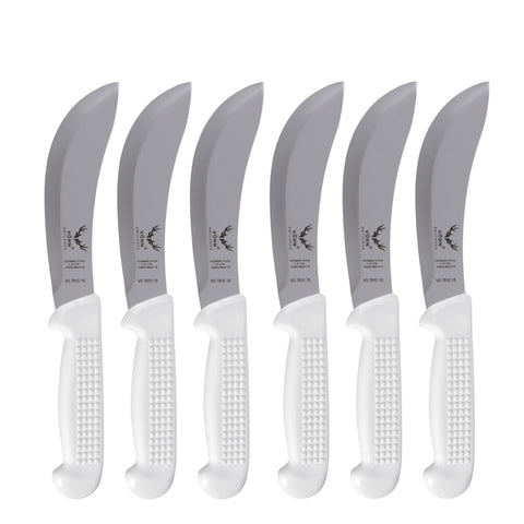 Vorn Antlorex 6-Pack 6" Curved Skinning Knife Set – German Stainless Steel Hollow Ground Butcher & Hunting Knives | Black, White, Blue or Pink