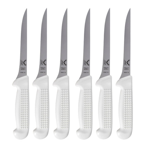Butchers 6" Straight Flexible Taper Filleting Knife Set of 6