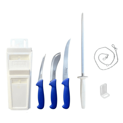 Butcher's 7PC Tool Kit DBONE Knife Pouch Boning Skinning Steak Knives Steel