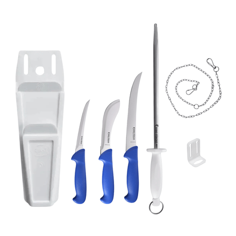 Butcher's 7PC Tool Kit Knife Pouch Boning Skinning Steak Knives Steel