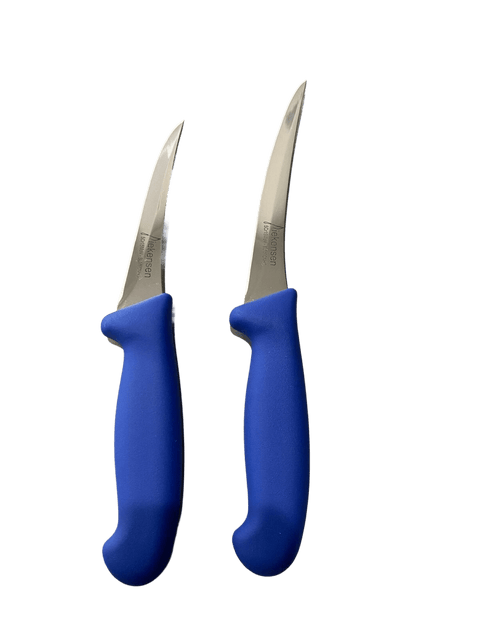 a pair of blue scissors sitting next to each other