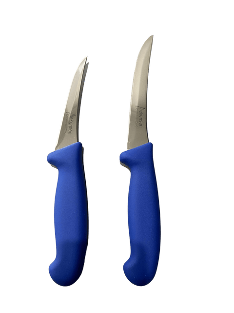 a pair of blue scissors sitting next to each other