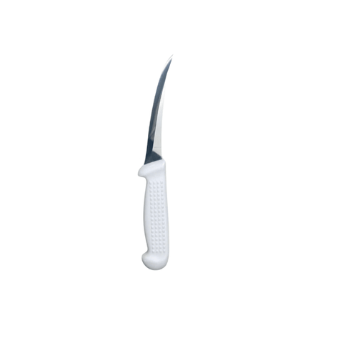 Diekensen 5 Inch Curved Stiff Boning Knife White Ridged Grip Handle WB89226-15HG