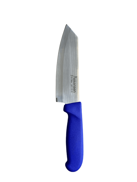 a knife with a blue handle on a black background