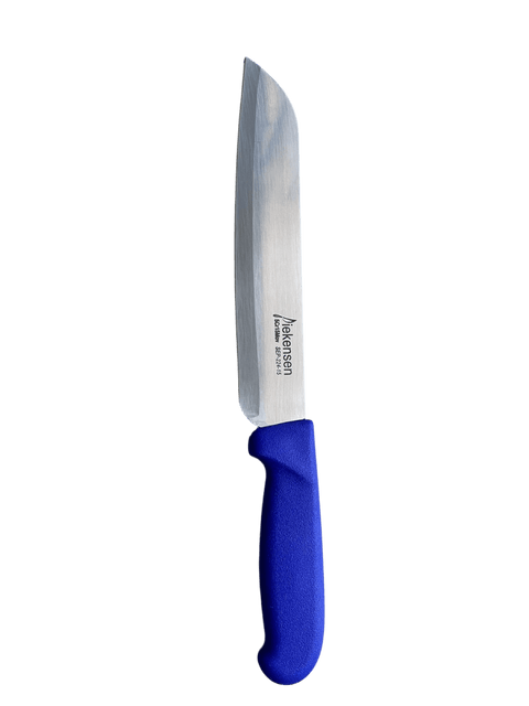 a knife with a blue handle on a black background