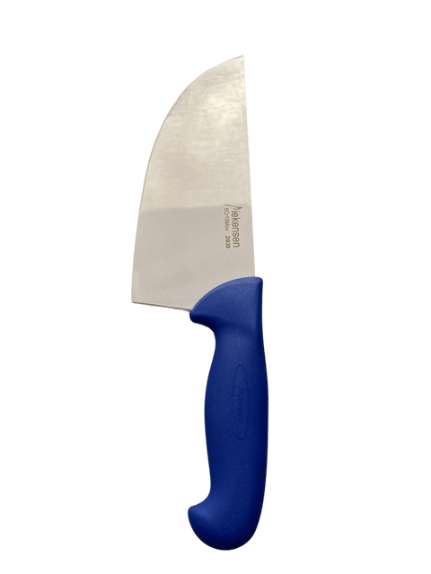 a blue knife with a white handle on a black background