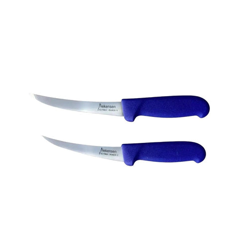 Diekensen Butchers 5" 13cm & 6'' 15cm Curved Narrow Boning Knife Duo Set Blue