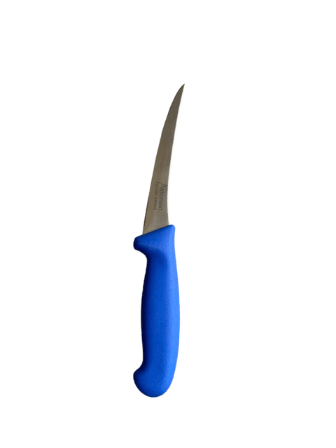 a blue knife with a blue handle on a black background