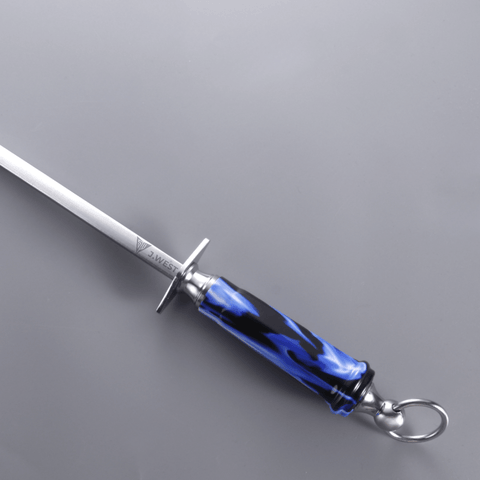 J.West 10"/25 cm Professional Butcher’s Combi Square Fine Cut & Polished Sharpening Steel JA15