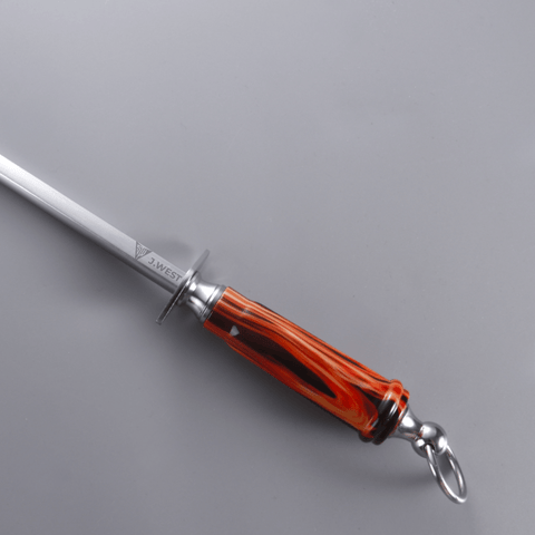 J.West 12"/30 cm Professional Butcher’s Combi Square Fine Cut & Polished Sharpening Steel JA15