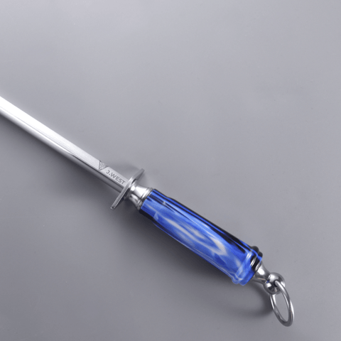 J.West 12"/30 cm Professional Butcher’s Combi Square Fine Cut & Polished Sharpening Steel JA15