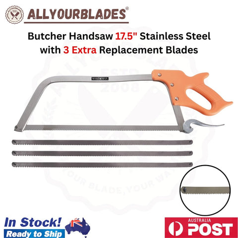 MAKO MAX 17.5" Butcher Handsaw Stainless Steel with 3 Extra Replacement Blades
