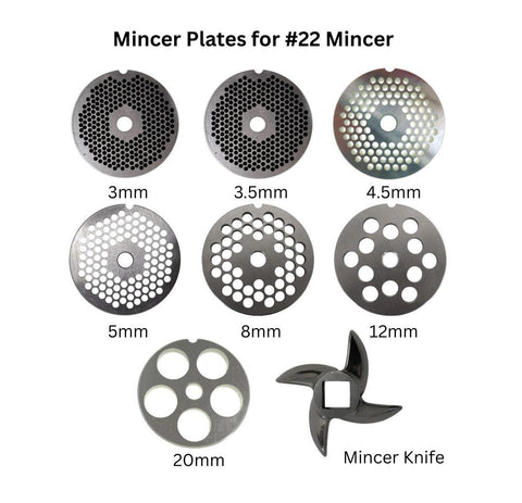 Mincer Plate Parts No.22 Sizes - 3, 3.5, 4.5, 5, 8, 12 & 20mm Holes Mincer Knife