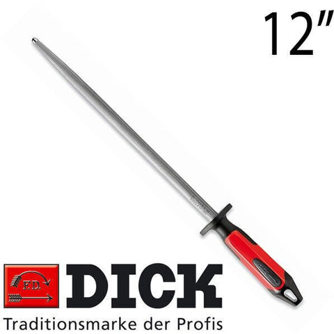 NEW F.Dick 12" Steel Chefs Sharpening Steel Regular Cut Round 30cmm Red/Black