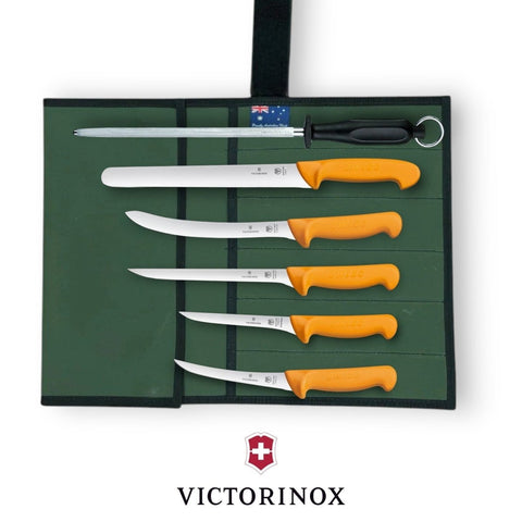 Swibo Victorinox 6PCS Fisherman Knife Set Boning Skinning Slicing 12" Steel