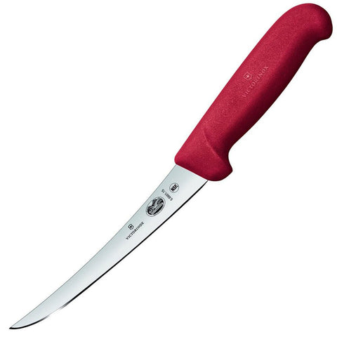 Victorinox 15cm Red Fibrox Curved Narrow Stiff Boning Butchers Knife 5.6601.15