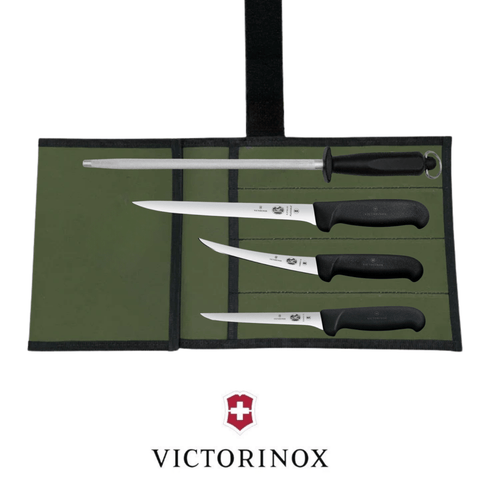 Victorinox 4PCS Fishermens Top Shelf Flexible Boat Fishing Knife Set with Canvas Wrap
