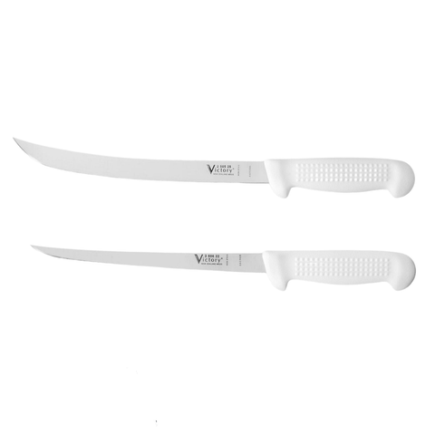 a pair of white knives sitting next to each other