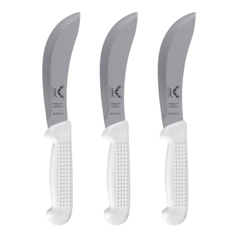 Vorn Antlorex 3-Pack 6" Curved Skinning Knife Set – German Stainless Steel Hollow Ground Butcher & Hunting Knives | White,Black,Blue, or Pink Handle